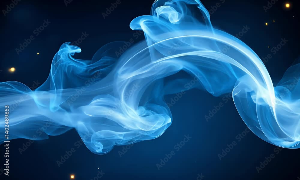 Wall mural abstract visualization of smooth flowing light trails against a deep blue background highlighting et