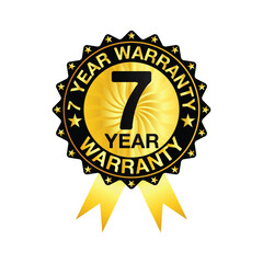 Premium Gold 1-Year Warranty Badge with Ribbon for Product Guarantee and Quality Assurance