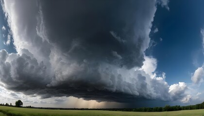 Fototapeta premium Dramatic Storm Clouds Over Green Field