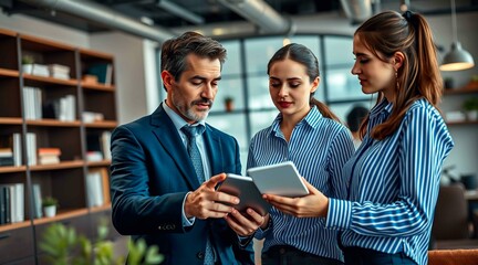 two people looking at a tablet
