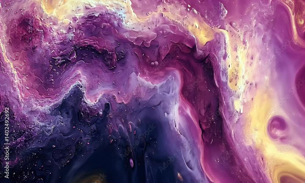 Canvas Prints abstract cosmic space art with purple and gold swirls creating a vivid nebula background full of sta