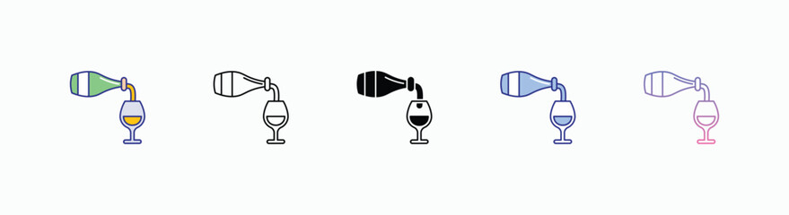 Glass of Wine icons set in different style vector stock 