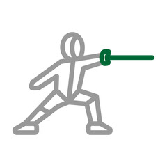 Fencing Vector Line Dark Green Grey Icon Design
