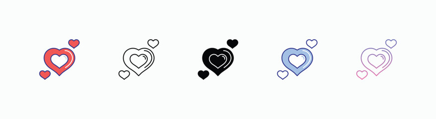 Hearts icons set in different style vector stock 