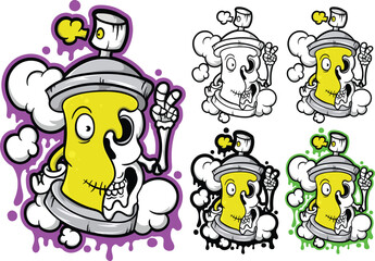 Cartoon spray paint illustration with graffiti drawing style
