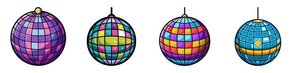 Collection of Colorful Disco Balls for Party Decorations