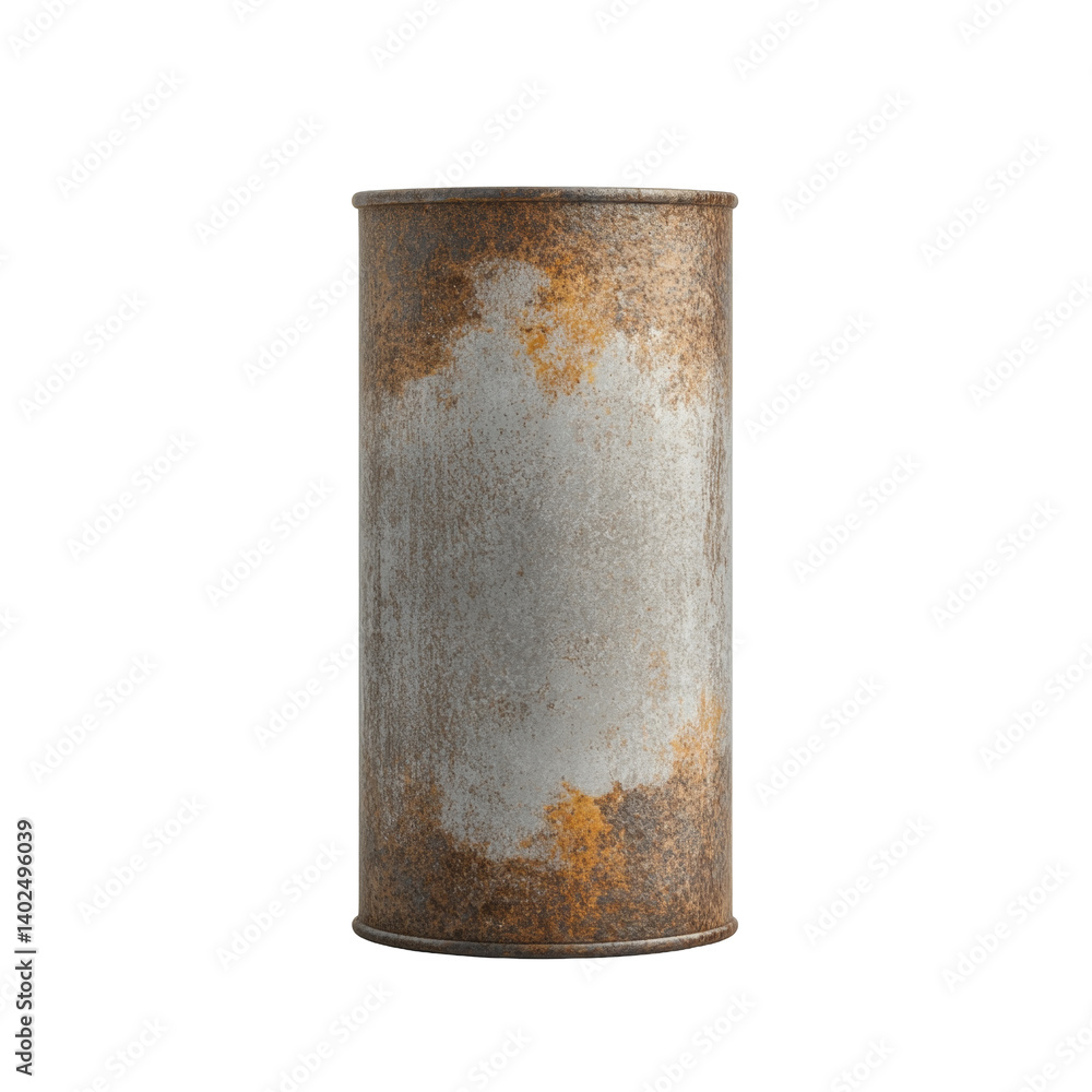 Poster rusty metal cylinder with textured surface and varied patterns from age and exposure