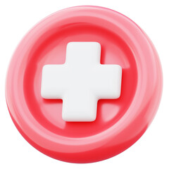 Plus emblem representing healthcare medical treatment and safety icon illustration. Concept of health services 3d render image