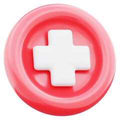 Plus emblem representing healthcare medical treatment and safety icon illustration. Concept of health services 3d render image