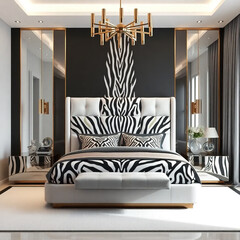 modern bedroom interior zebra color 