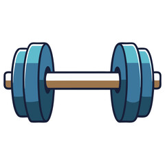 Cartoon dumbbell with blue weights  
