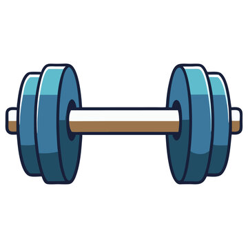 Cartoon dumbbell with blue weights  
