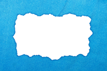 Realistic Frames of Textured Blue Torn Fabric on Transparent Background for Creative Design