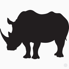 Rhino vector illustration showing a wild animal isolated on a white background