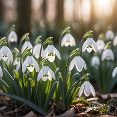 Snowdrops in Spring Sunlight