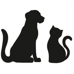 Dog and Cat Silhouette Vector | Pet Animal Clipart PNG for Cricut, Logo, Sticker Design