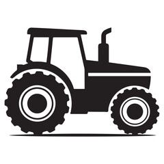 Tractor Vector Black silhouettes icon. Pictogram tractor, side view. with white background