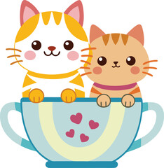 Cute cats in cups