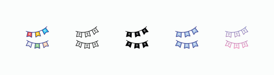 Birthday Banner icons set in different style vector stock 