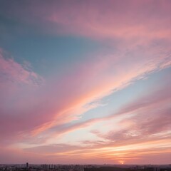 Obraz premium Pastel Sunset over City Skyline