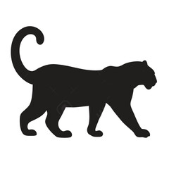 Wild animal vector illustration of a black lion or panther silhouette, a powerful mammal and predator
