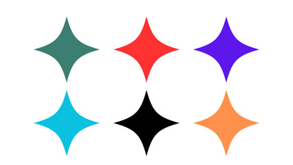 Vector illustration set features red and white star shapes, a Christmas design element