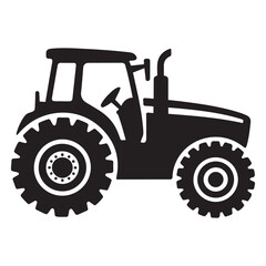 Tractor Vector Black silhouettes icon. Pictogram tractor, side view. with white background