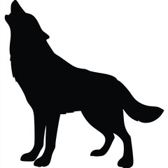 Black wolf mammal silhouettes vector illustration includes a wild wolf, dog, and cat