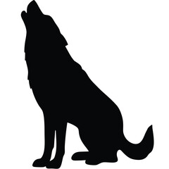 Black wolf mammal silhouettes vector illustration includes a wild wolf, dog, and cat