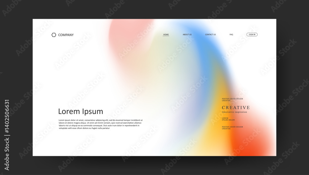 Poster abstract wave futuristic design of landing page. retro fluid gradient website design
