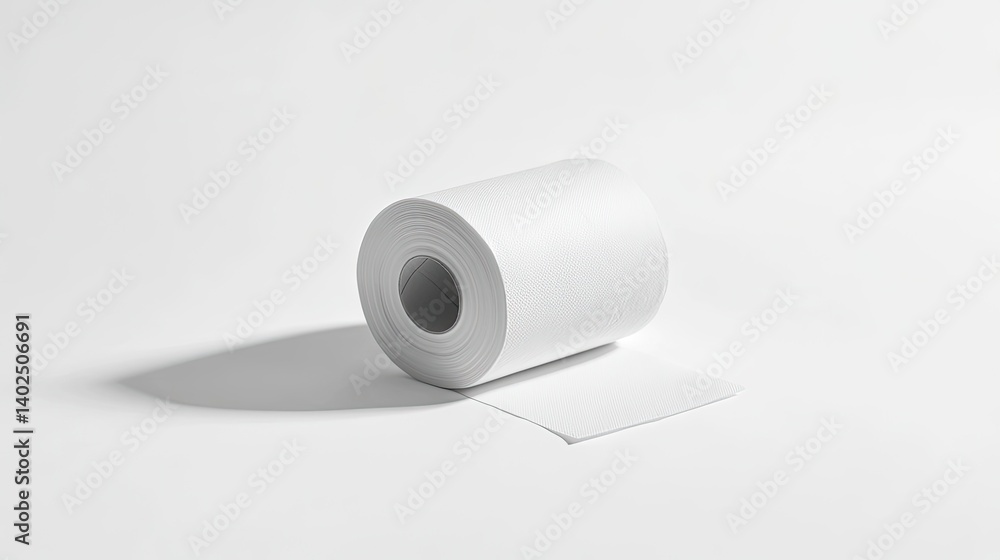 Poster plain white roll of paper on minimalist background with shadow effect