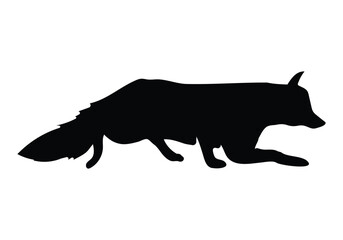 Fox silhouette set - isolated vector images of wild animals.fox silhouette isolated on white background