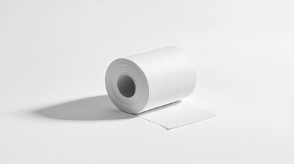 Plain White Roll of Paper on Minimalist Background with Shadow Effect