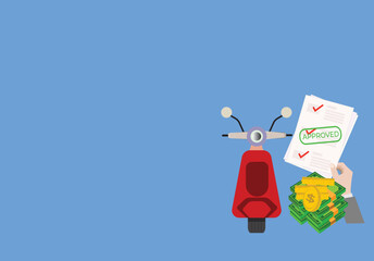 Approved motorcycle loan with motorcycle icon.Motorbike loan
