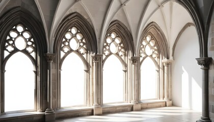 Fototapeta premium Gothic Architecture, Stone Arches and Windows
