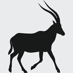Wild deer silhouette vector illustration shows a cute antlered mammal