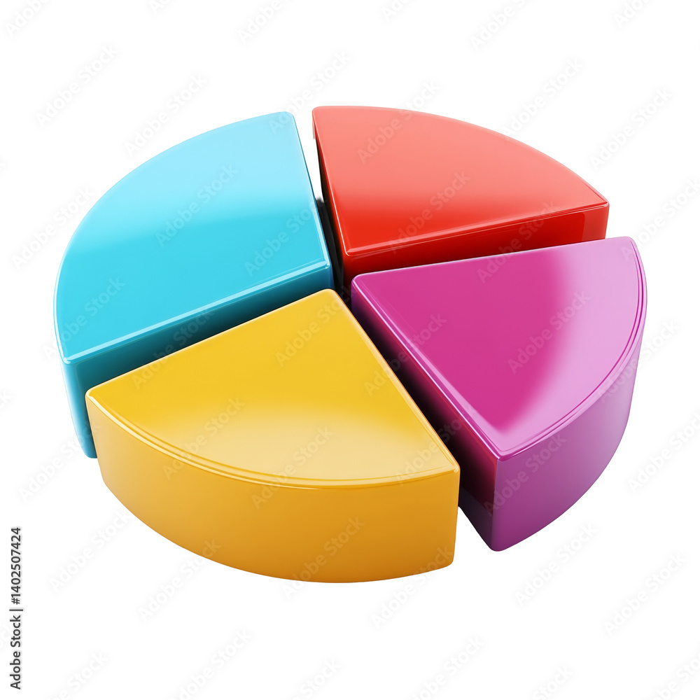 Poster four colorful segments forming a complete circular pie chart structure