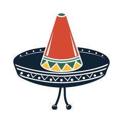 Sombrero Wide Brimmed Hat with a Conical Crow - Sombrero Vector Illustration, Mexican Hat