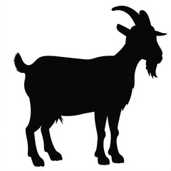 Goat silhouettes, a wild mammal, illustration isolated on white