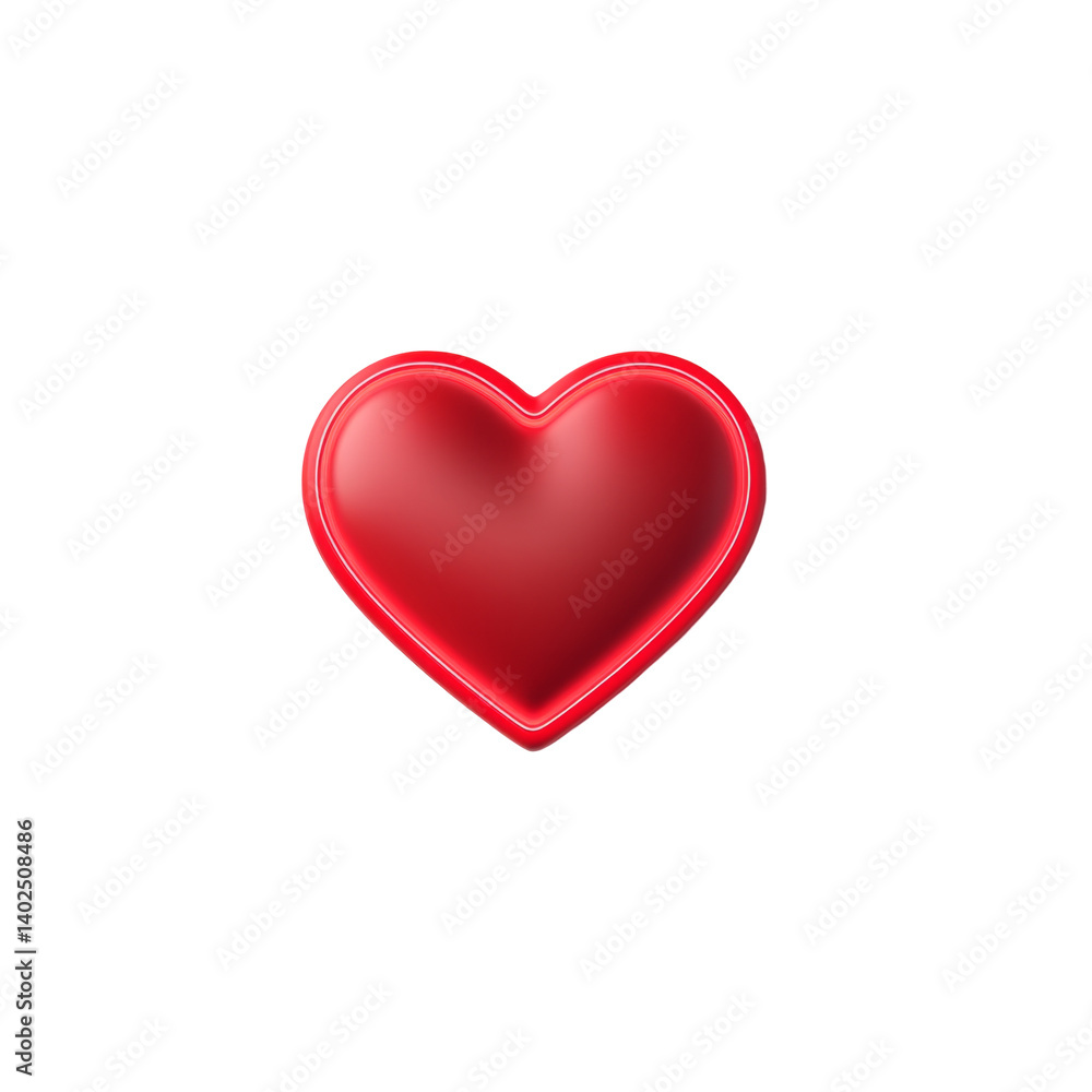 Poster bright red heart shape with glossy texture symbolizing love and affection