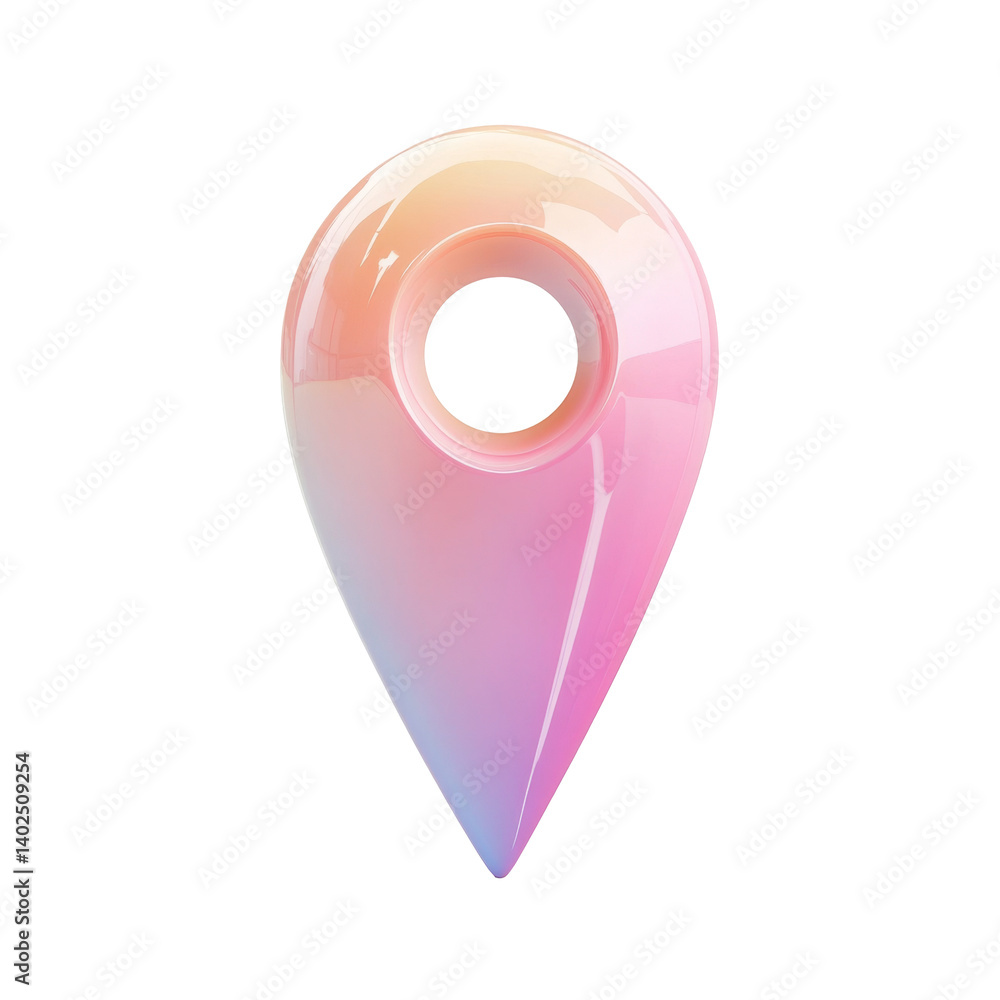 Aufkleber glossy gradient location pin showing pink and blue colors with smooth surface and modern design