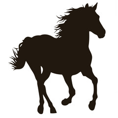 Black horse silhouette vector illustration of a running stallion