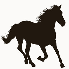 Black horse silhouette vector illustration of a running stallion