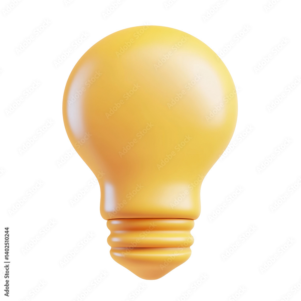 Poster glossy yellow light bulb with smooth surface and simple design in bright lighting