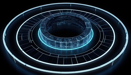 Fototapeta premium Futuristic Circular Data Center Interface