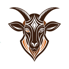 Goat Head Vector Symmetrical Head - Abstract Goat Head Vector Symmetrical Design