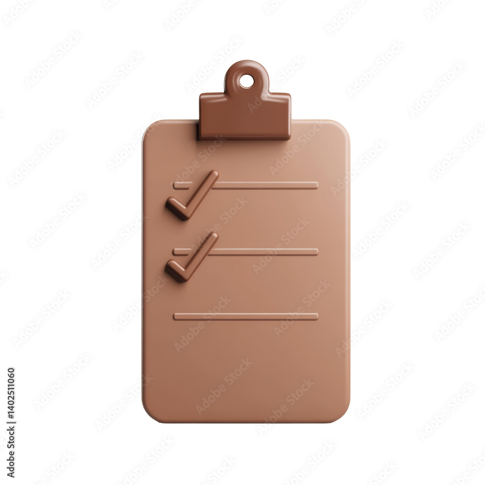 Poster brown clipboard with checklist featuring two checkmarks and blank lines
