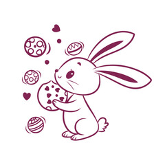 Cute Bunny Cookie Brand Logo Delicious Cookies - Cute Bunny Cookie Brand Logo Vector Illustration