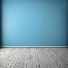 Fototapeta premium Empty Room with Light Grey Wood Floor and Blue Wall