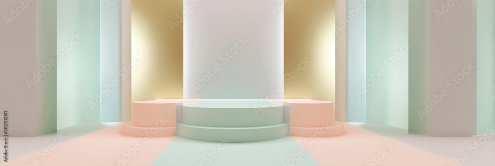 Poster clean pastel 3d symmetrical backdrop layout for visual presentations